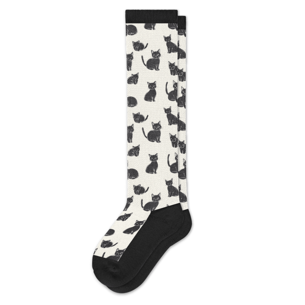 Viasox Black Meows EasyStretch Socks front view
