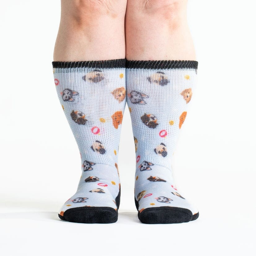 Crew socks with dog faces for diabetics