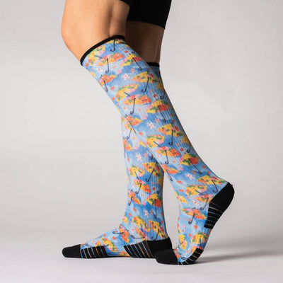 Viasox Spring Showers Compression Socks stretched display