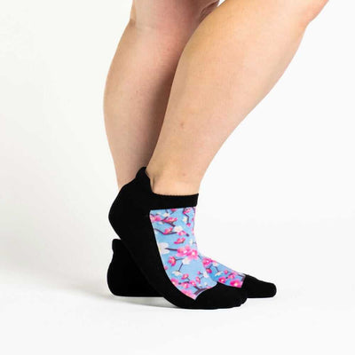 Viasox Cherry Blossoms Ankle Socks stretched display