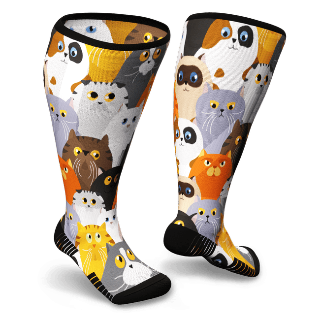 Cats pattern diabetes compression socks