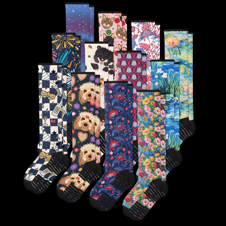 All New Patterns Compression Socks Bundle 12-Pack