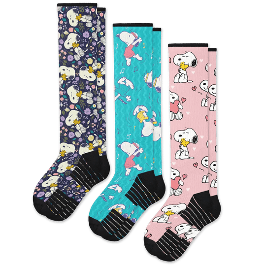 Live Laugh Snoopy Compression Socks Bundle 3-Pack
