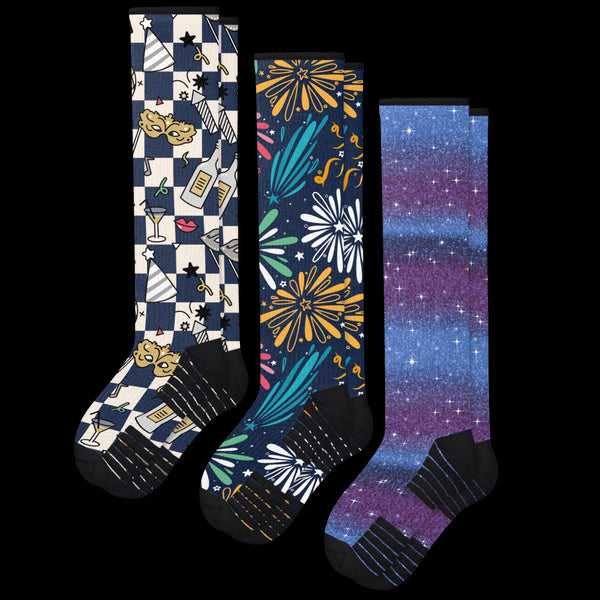 New Year Compression Socks 3-Pack Bundle