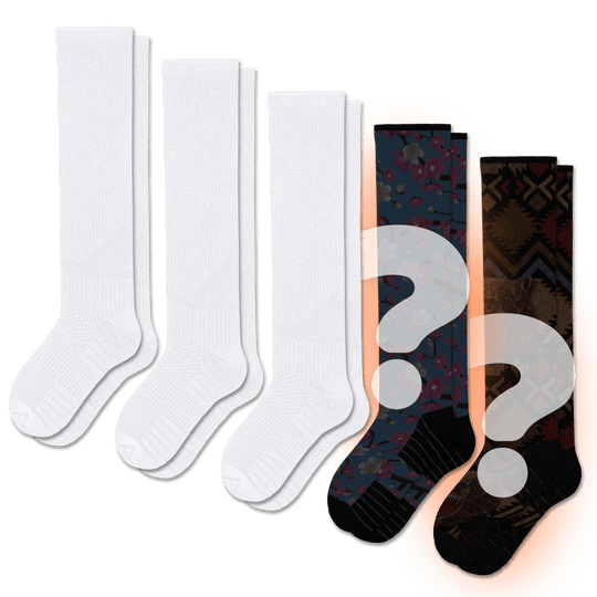 White & Mystery Compression Socks Bundle 5-Pack