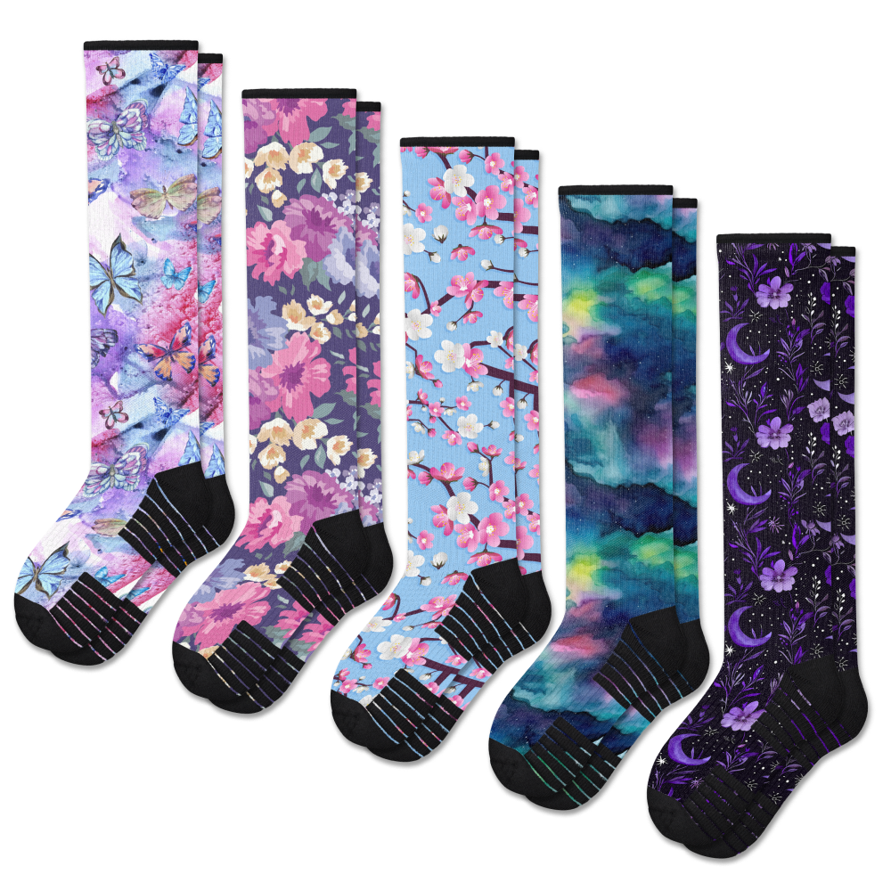 Viasox Peanuts Compression Socks 5-Pack Bundle - Style & Support