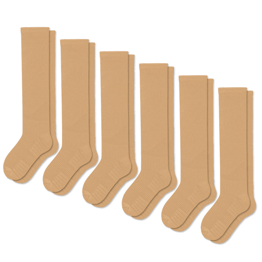 Tan Compression Socks Bundle 6-Pack