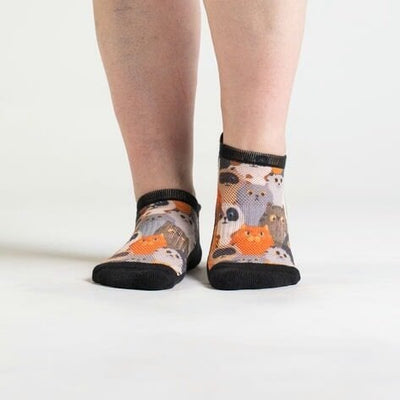 Viasox Cats Ankle Socks stretched display