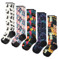 Viasox Cozy Cat Compression Socks 5-Pack Bundle front view