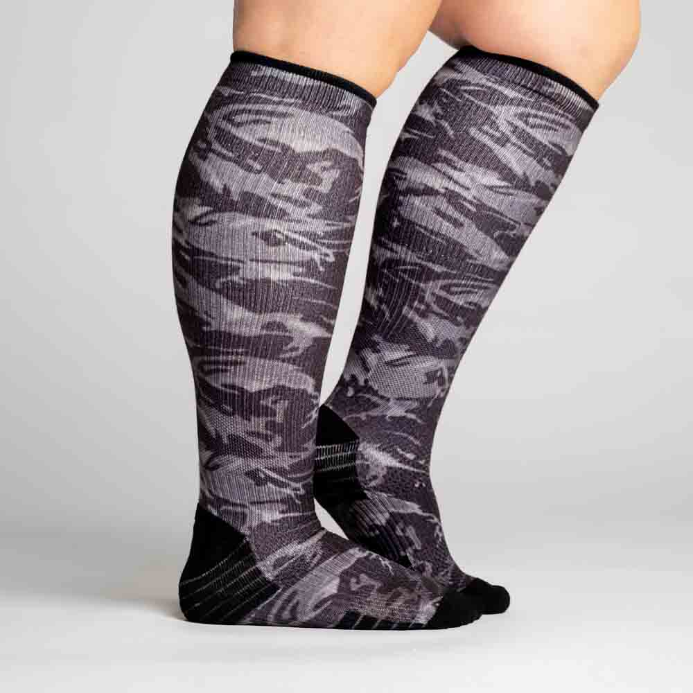 Knee-high camo compression socks