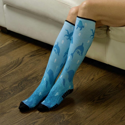 Viasox Deep Sea Compression Socks detail close-up