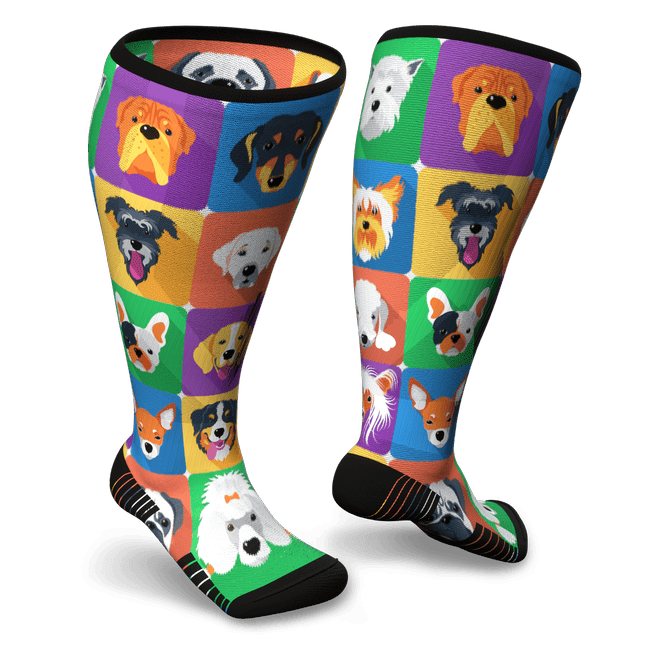 Dogs pattern colorful compression socks
