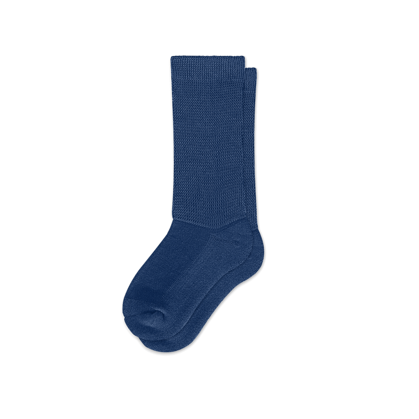 Viasox Navy Blue EasyStretch™ Socks Crew Cut Flat View