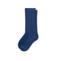 Viasox Navy Blue EasyStretch™ Socks Crew Cut Flat View