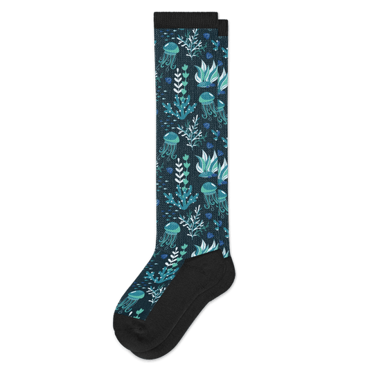 Viasox Jellyfish Blues EasyStretch™ Socks Flat View