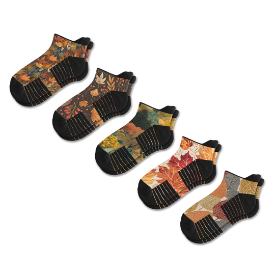 Fall Foliage Ankle Compression Socks 5-Pack Bundle