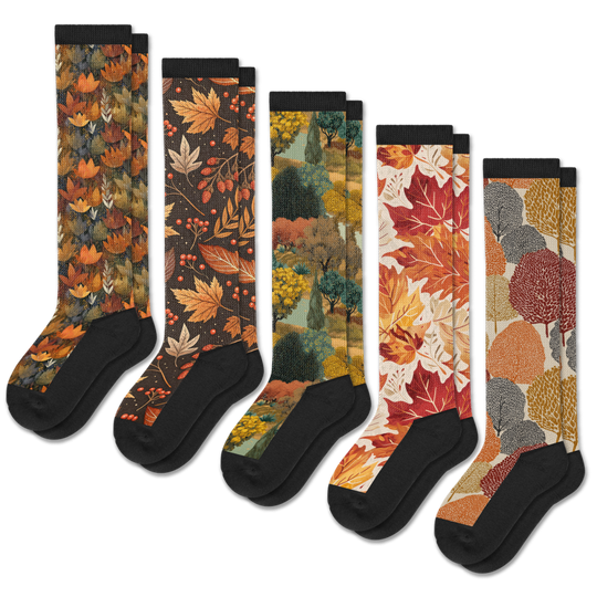 Fall Foliage EasyStretch™ Socks 5-Pack Bundle