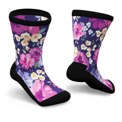 Floral pattern diabetic crew socks