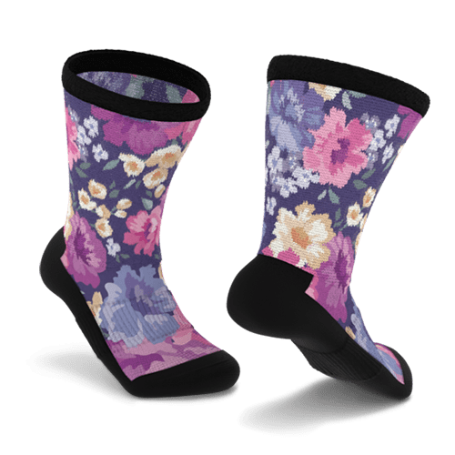 Floral crew diabetic socks