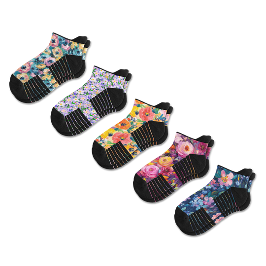 Florals Ankle Compression Socks 5-Pack Bundle