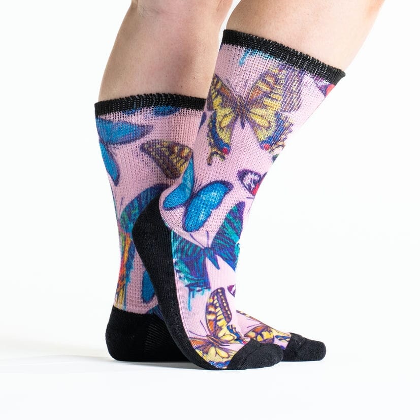 Butterfly crew non-binding thick diabetic socks