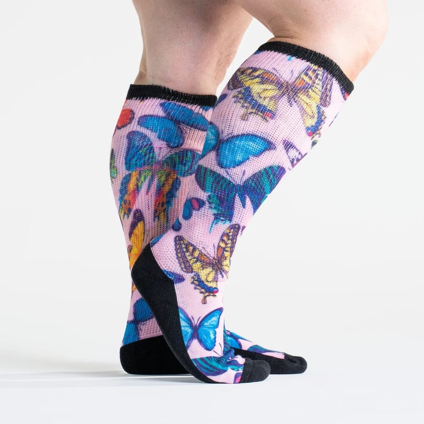 Butterfly knee-high thick diabetic socks