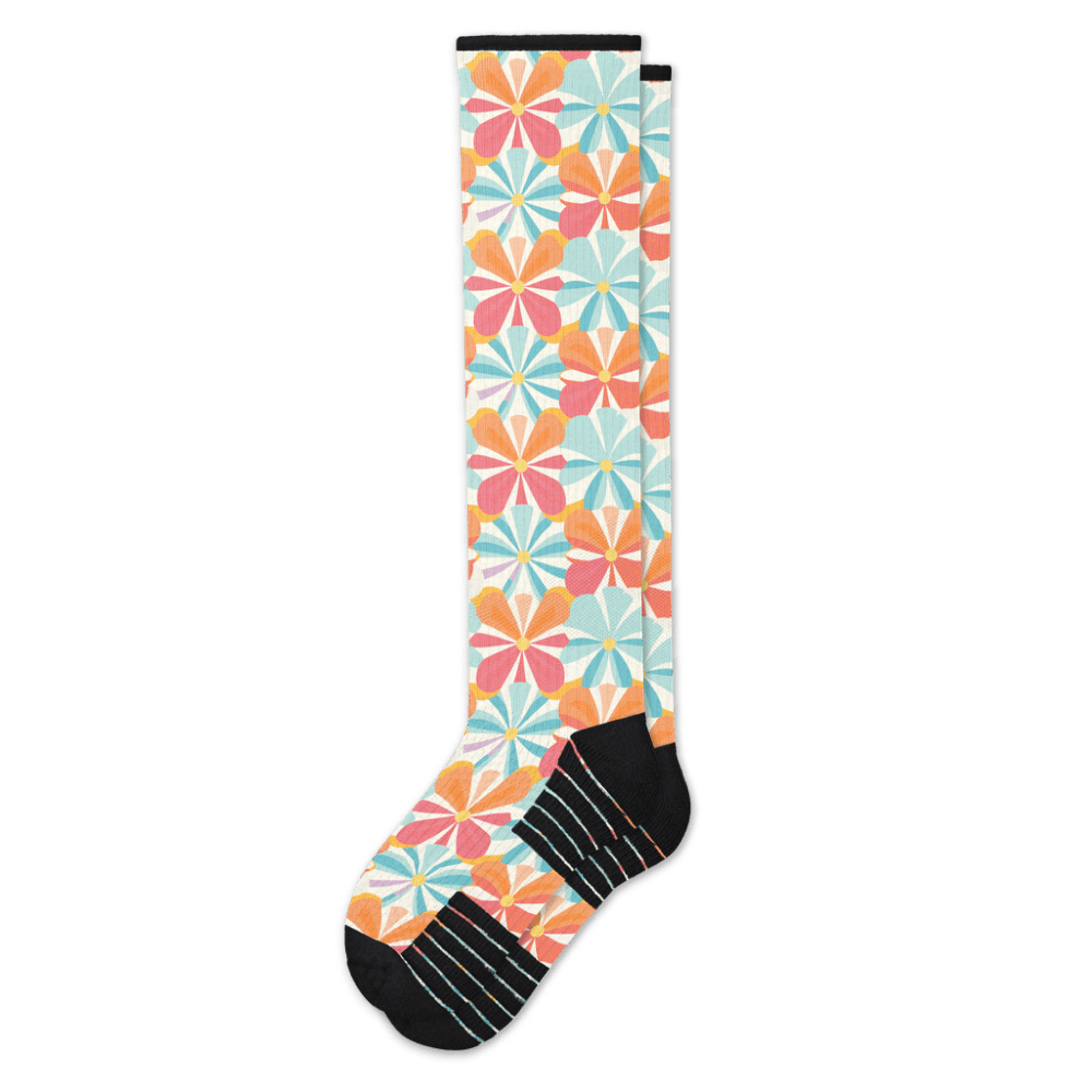Viasox Groovy Blooms Compression Socks front view