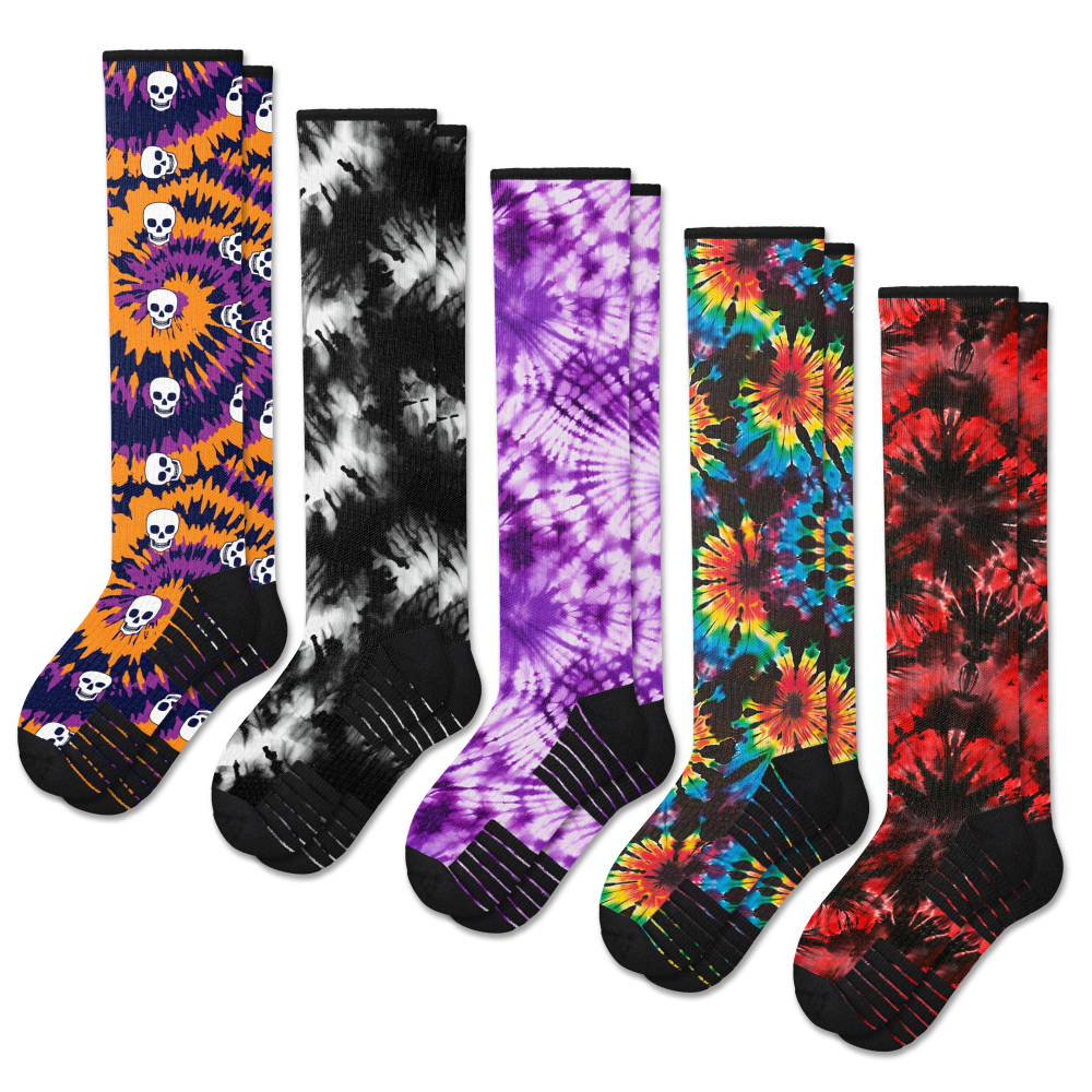 Viasox Tie Dye Compression Socks 5-Pack Bundle
