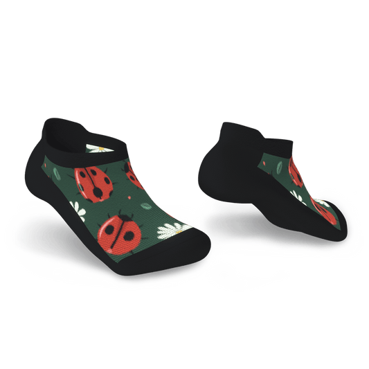 Ladybug Picnic Diabetic Ankle Socks