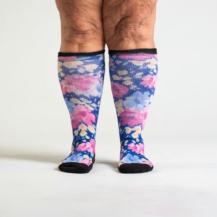 Floral Non-Binding Diabetic Socks