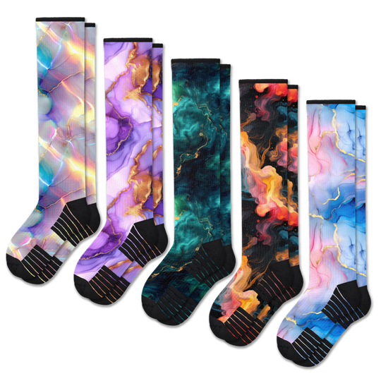 Viasox Magic Marble Compression Socks 5-Pack Bundle front view