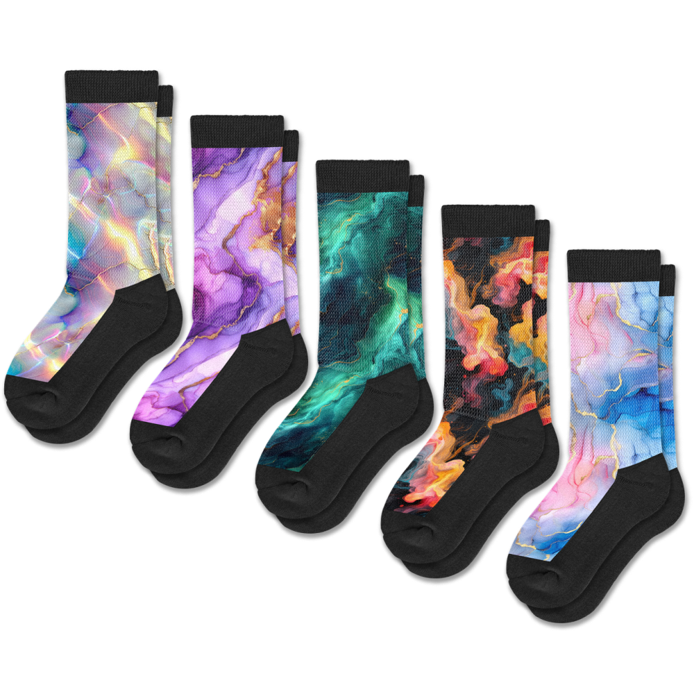 Viasox Magic Marble EasyStretch™ Socks 5-Pack Bundle side view