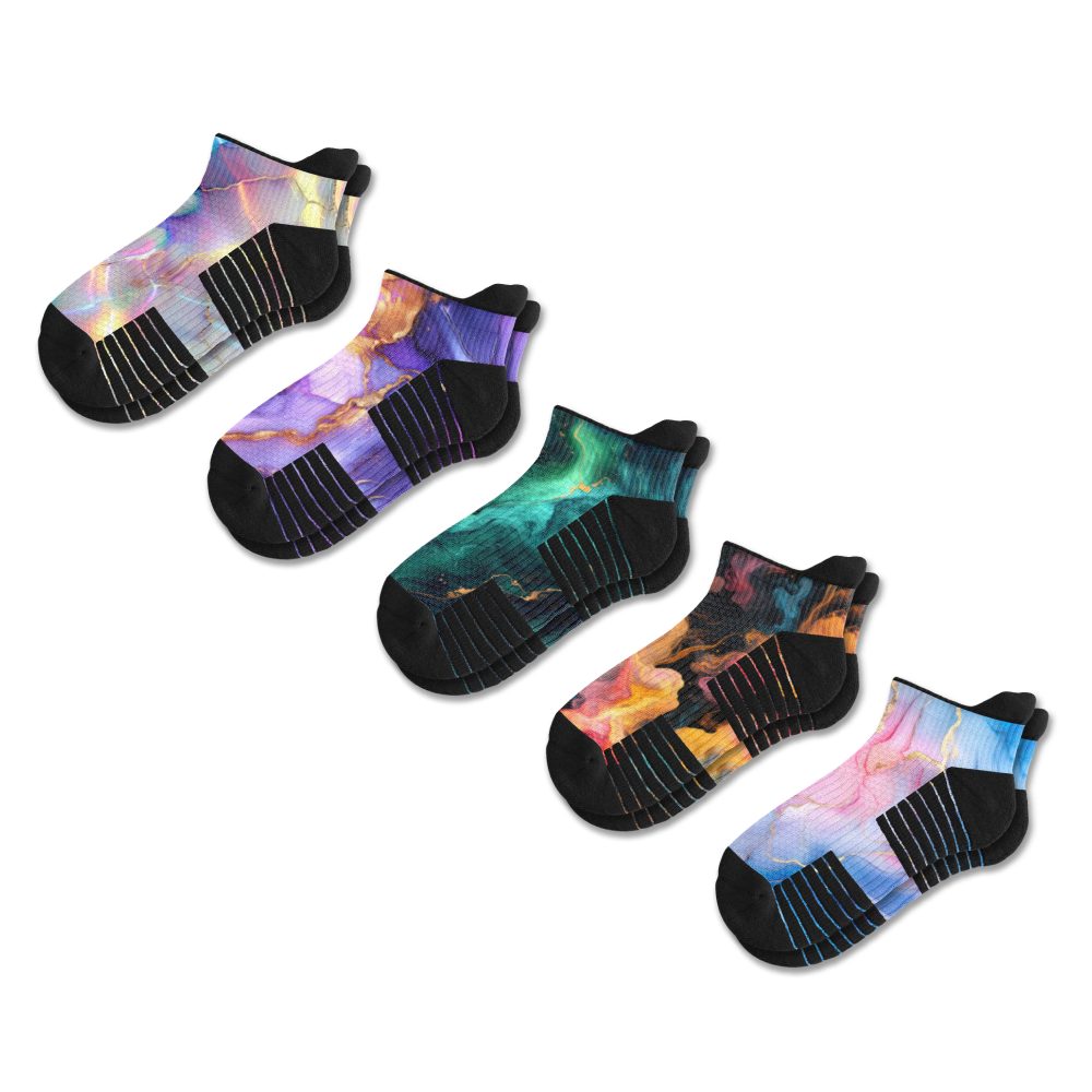 Viasox Magic Marble Ankle Compression Socks 5-Pack Bundle front view
