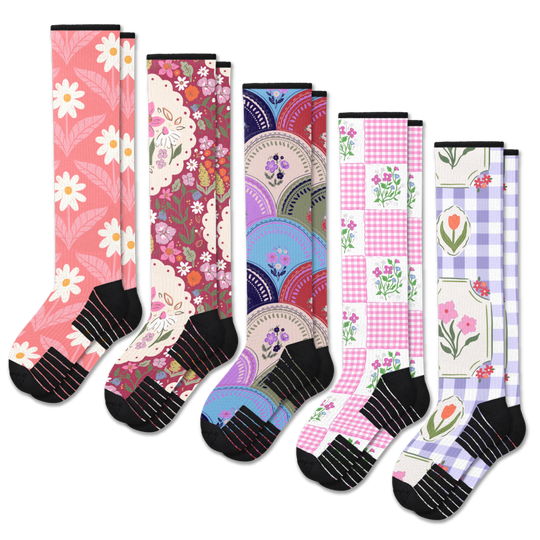 Viasox Petal Patch  Compression Socks 5-Pack Bundle front view
