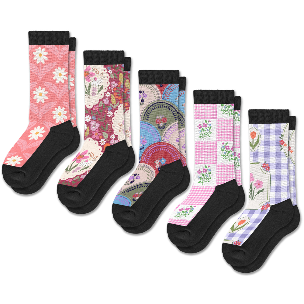 Viasox Petal Patch EasyStretch Socks 5-Pack Bundle side view