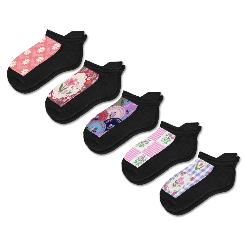 Viasox Petal Patch  Ankle Socks 5-Pack Bundle front view