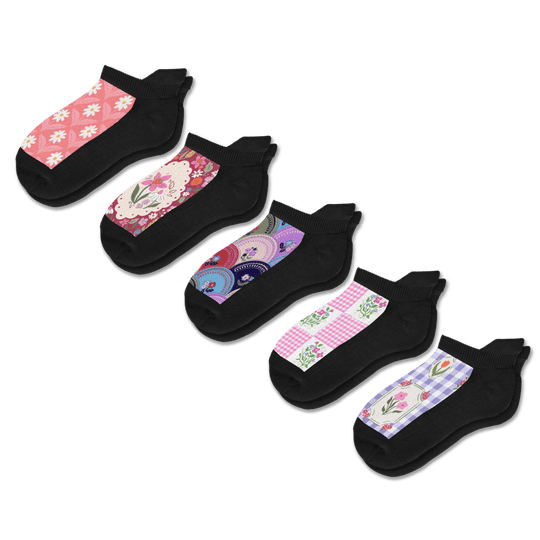 Viasox Petal Patch  Ankle Socks 5-Pack Bundle front view