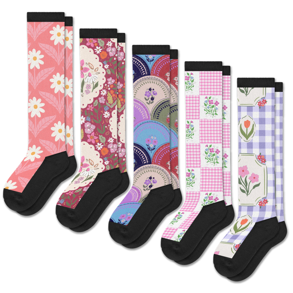 Viasox Petal Patch EasyStretch Socks 5-Pack Bundle front view