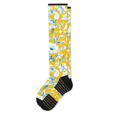 Mustard Floral Compression Socks