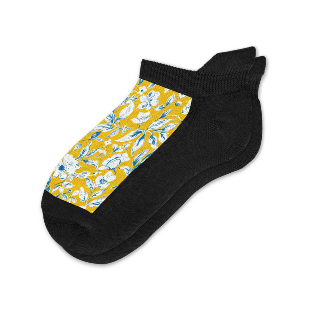 Mustard Floral Ankle Socks