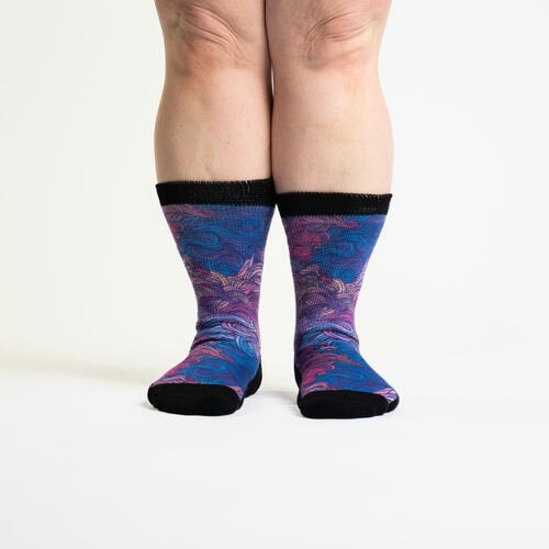 A person wearing wild socks