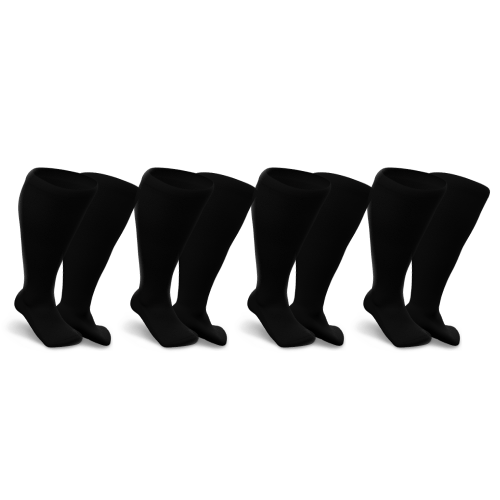 Knee-high 4 pairs black socks for diabetics