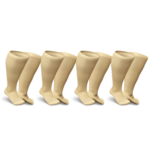 Knee-high tan diabetic socks 4 pairs