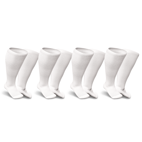 Knee-high 4 pairs white diabetic socks