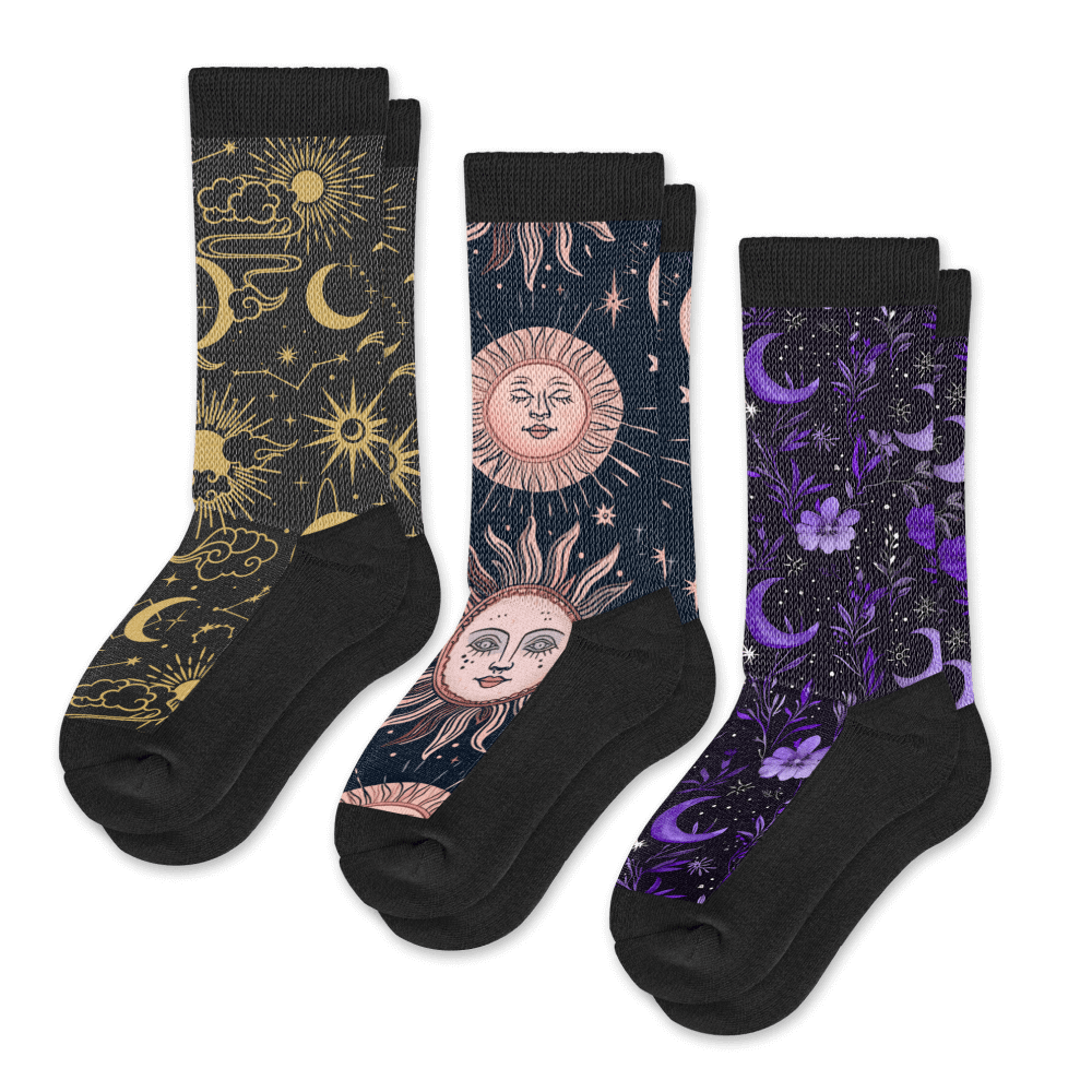 Moonlight EasyStretch™ Socks 3-Pack Bundle Crew Cut From Viasox Flat View