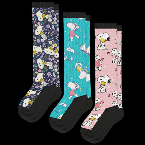 Live Laugh Snoopy EasyStretch™ Diabetic Socks Bundle 3 Pack