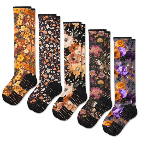 Autumn Bouquet Compression Socks 5-Pack Bundle