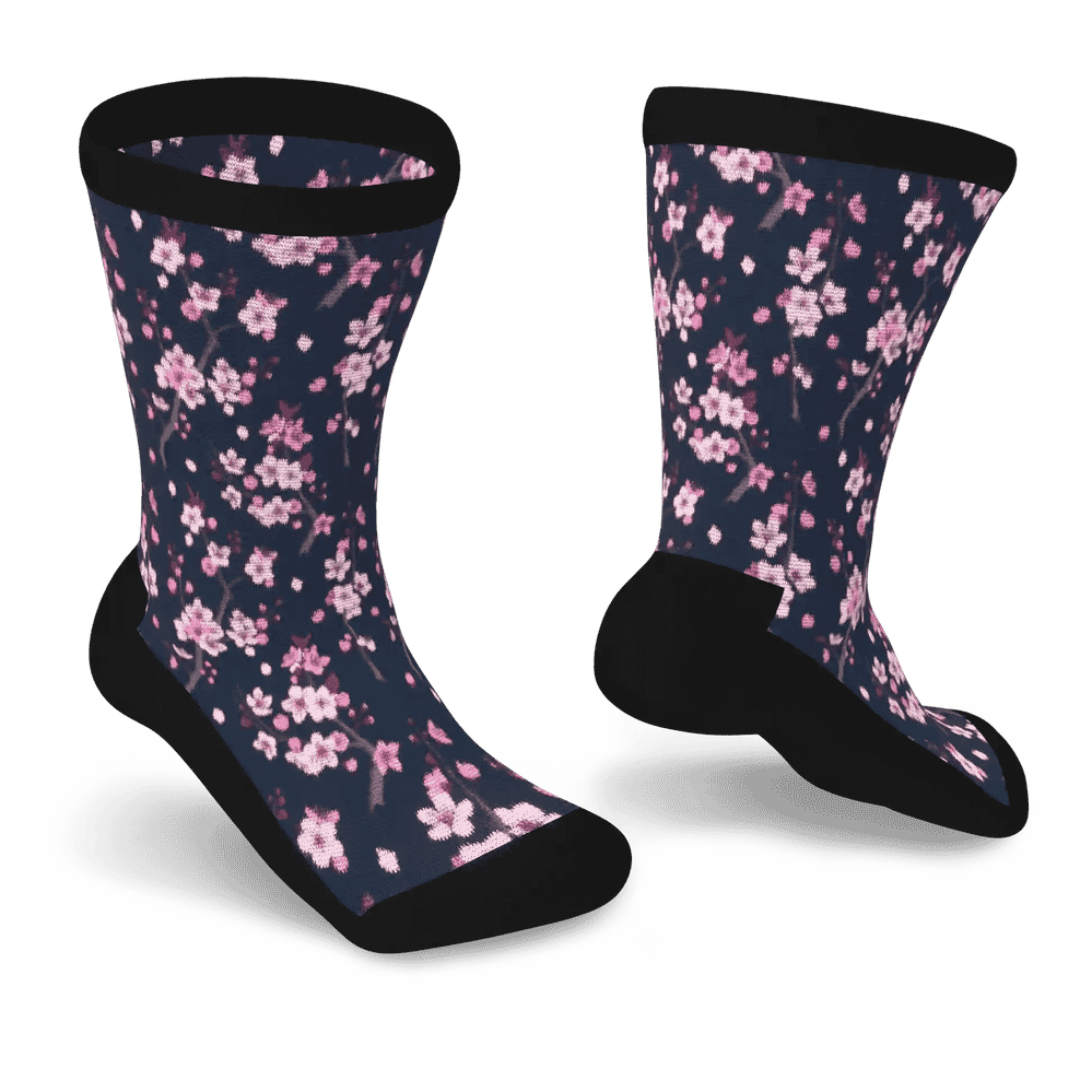 Midnight Blossoms Non-Binding Diabetic Socks