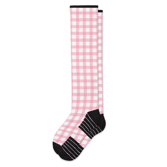 Pink Plaid Compression Socks