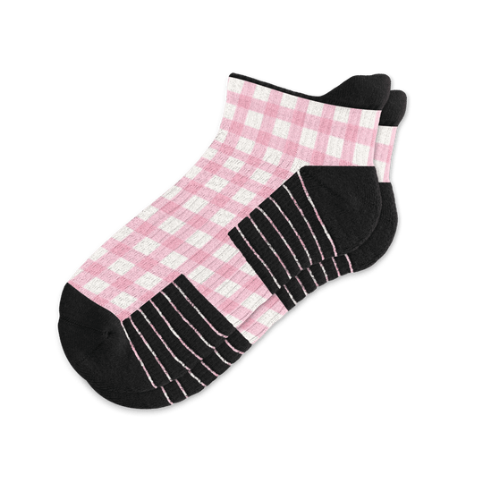 Pink Plaid Ankle Compression Socks